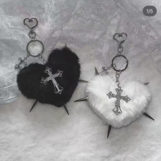 Y2K Heart Fur Bag Charm