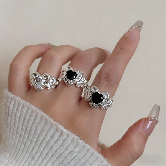 Vintage Heart Ring — Antique Silver Love Statement Ring