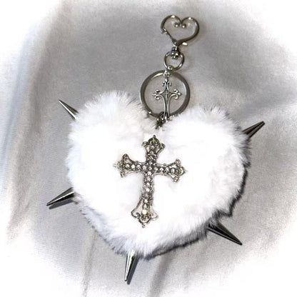 Y2K Heart Fur Bag Charm