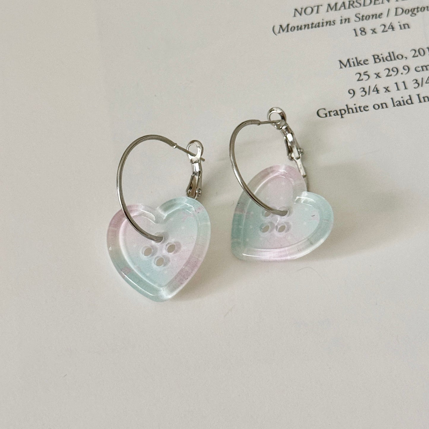 Heart Button Hoop Earrings — Y2K Kawaii Coquette Statement Earrings