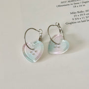 Heart Button Hoop Earrings — Y2K Kawaii Coquette Statement Earrings
