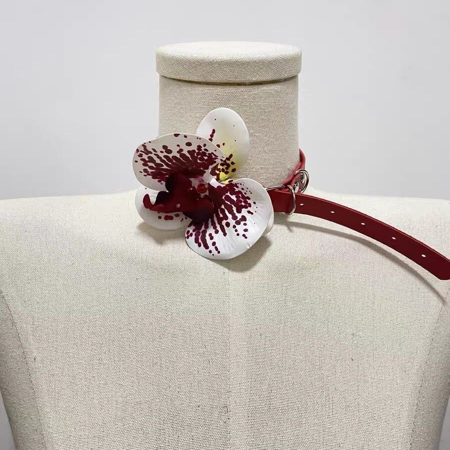 Orchid Bloom Choker — Y2K Floral Statement Collar Necklace