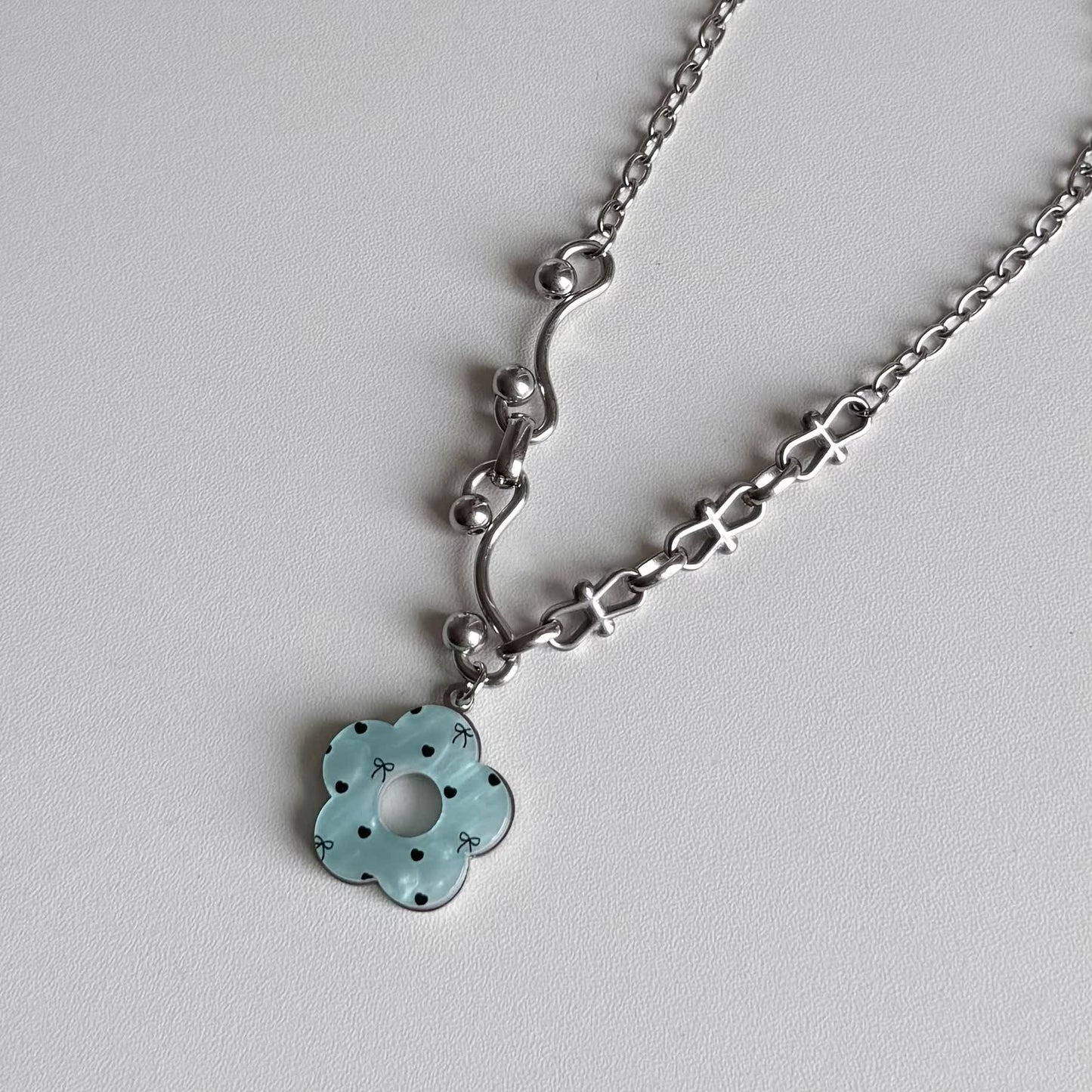Blue Flower Necklace — Y2K Fairycore Floral Charm Necklace