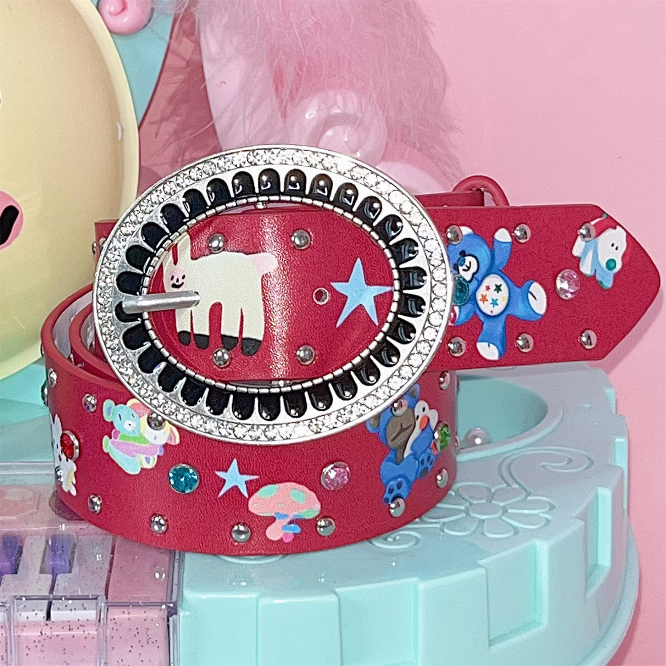 Y2K Cartoon Rhinestone Belt