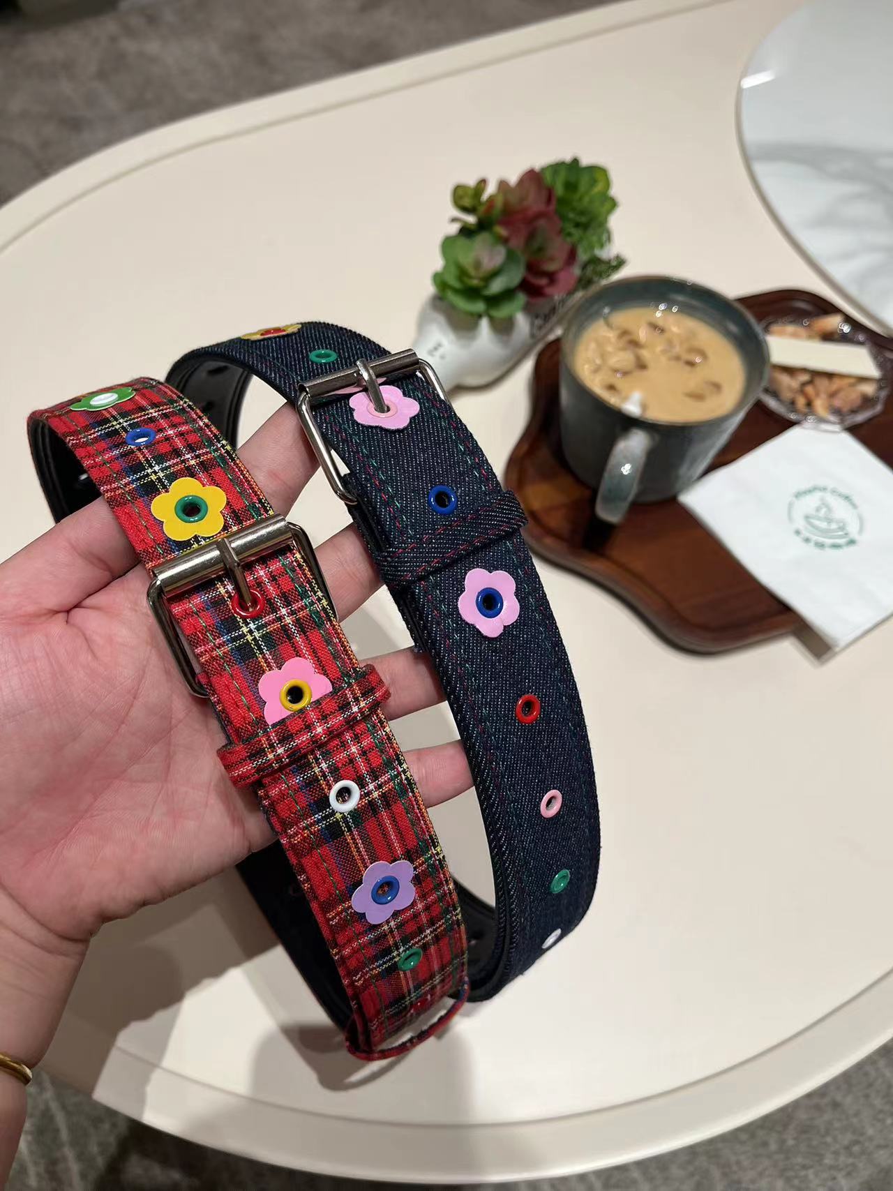 Y2K Flower Denim Belt