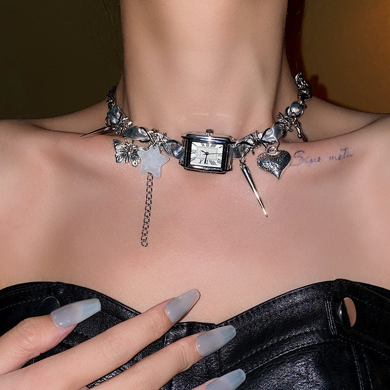 Lost Time Necklace — Gothic Clock Charm Necklace