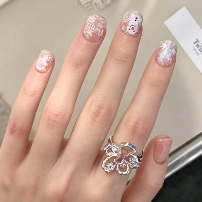 Pink Crystal Flower Ring — Y2K Fairycore Statement Ring