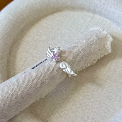 Dreamy Pink Star Ring | Celestial Shooting Star Adjustable Alloy Ring
