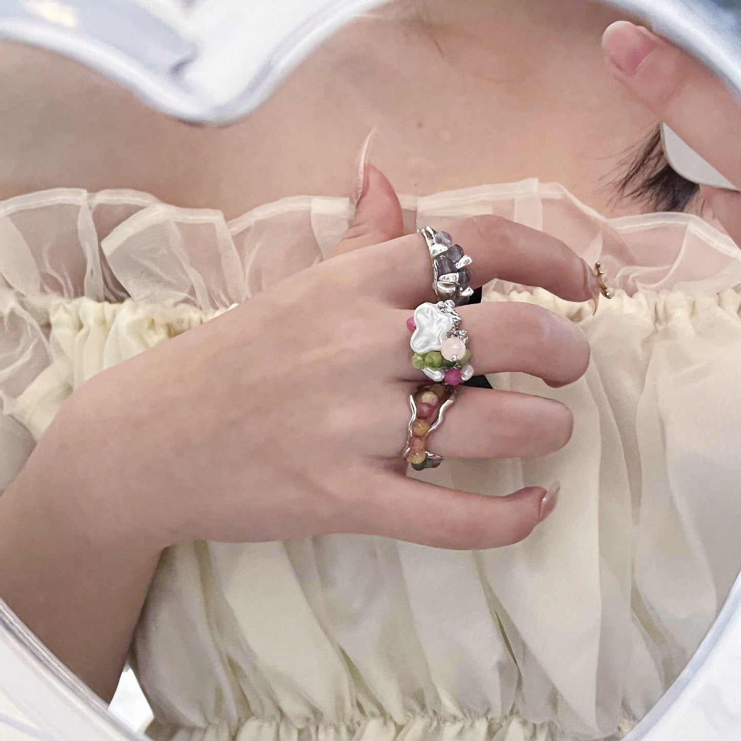 Colorful Charm Ring — Y2K Fairycore Beaded Statement Ring
