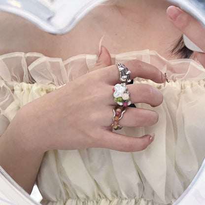 Colorful Charm Ring — Y2K Fairycore Beaded Statement Ring