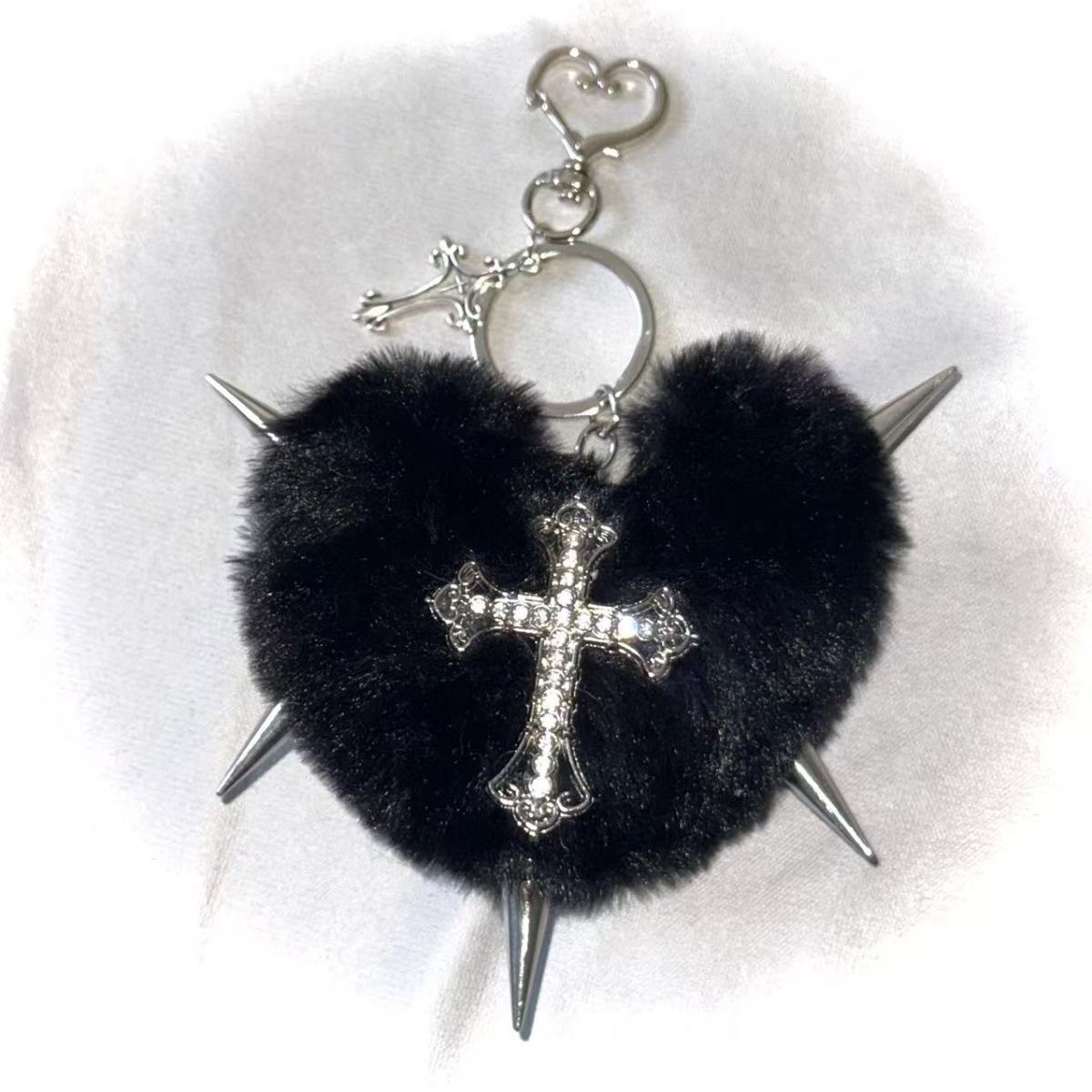 Y2K Heart Fur Bag Charm