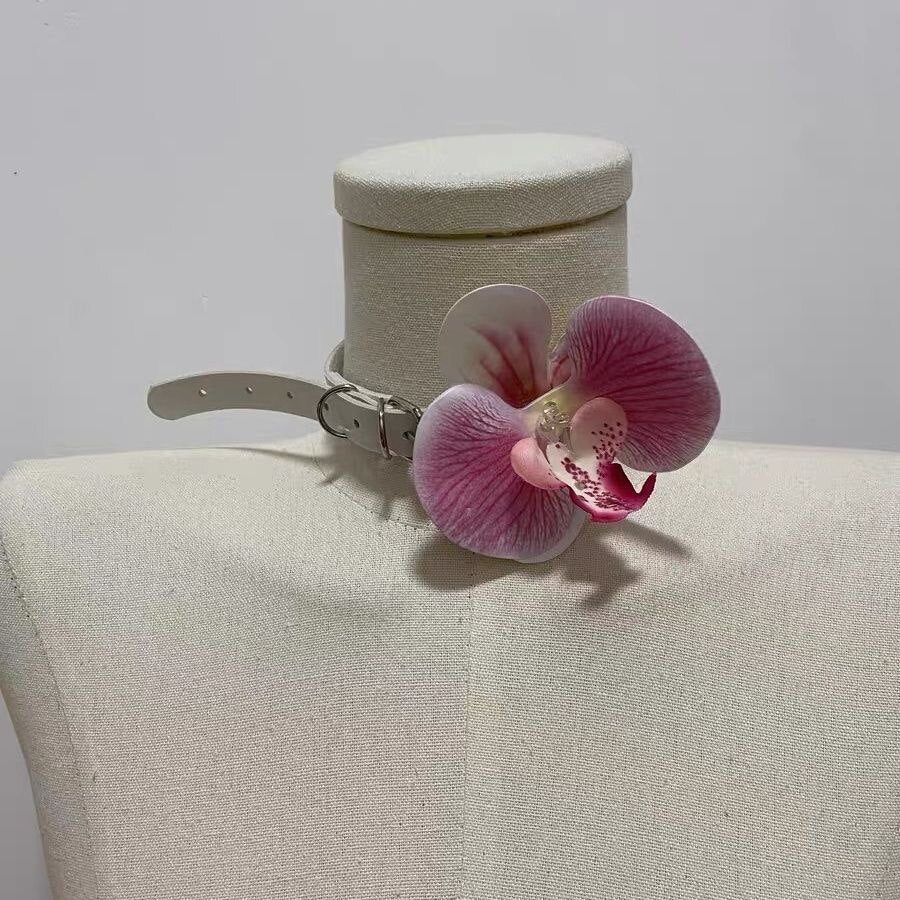Orchid Bloom Choker — Y2K Floral Statement Collar Necklace