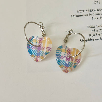 Heart Button Hoop Earrings — Y2K Kawaii Coquette Statement Earrings