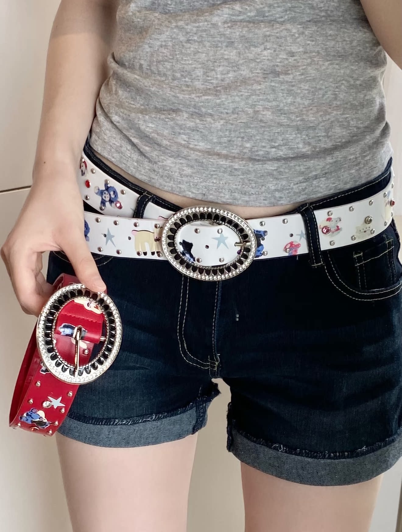 Y2K Cartoon Rhinestone Belt