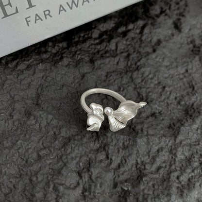 Dreamy Butterfly Ring — Pearl Detail Silver Alloy Ring