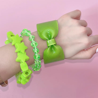 Oversized Bow Bracelet — Y2K Coquette Acrylic Statement Bangle