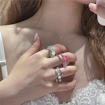 Colorful Charm Ring — Y2K Fairycore Beaded Statement Ring
