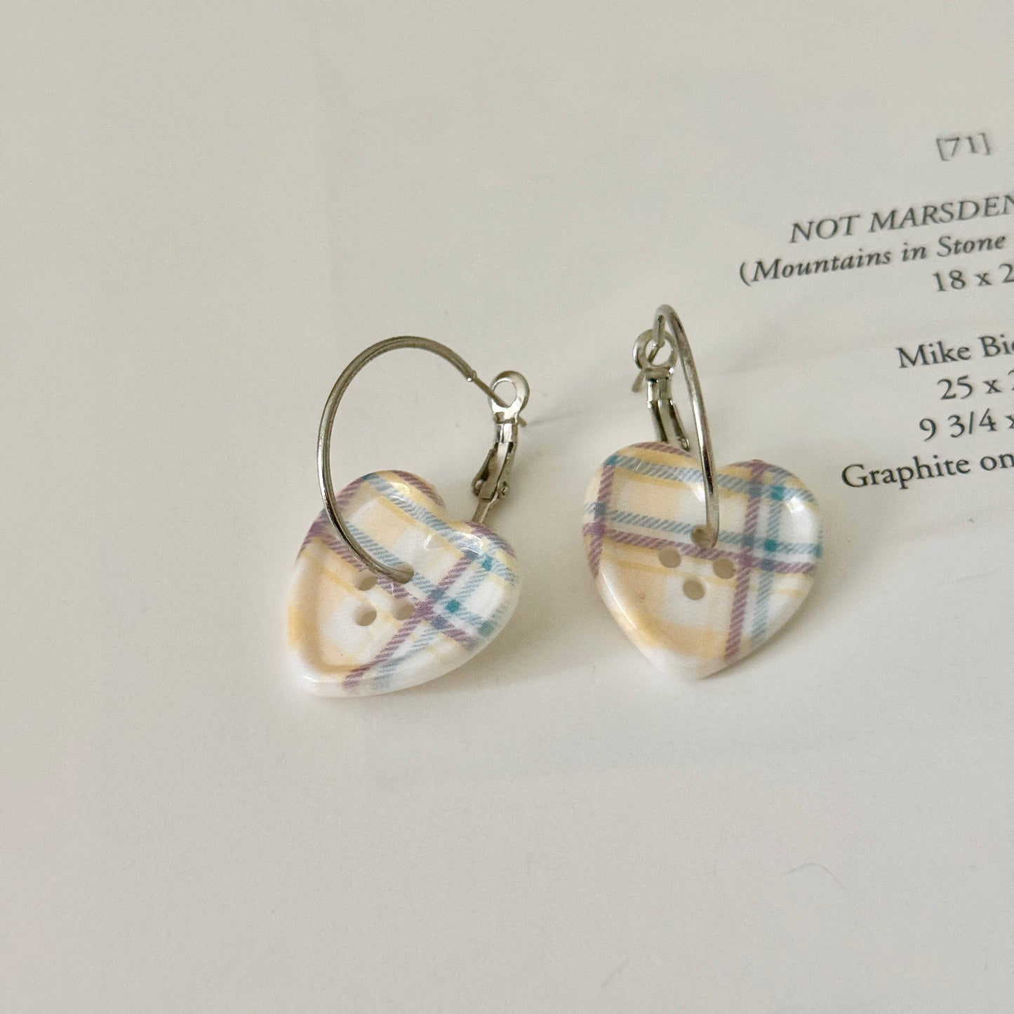 Heart Button Hoop Earrings — Y2K Kawaii Coquette Statement Earrings