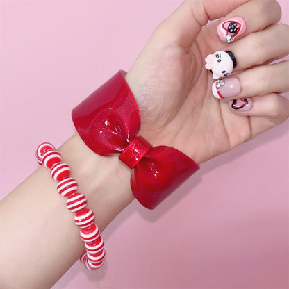Oversized Bow Bracelet — Y2K Coquette Acrylic Statement Bangle