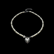 Pearl Heart Necklace-Romantic Vintage Charm Jewelry