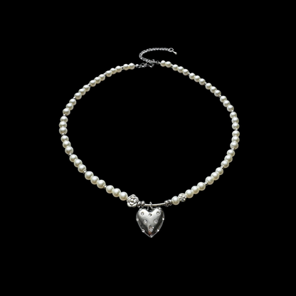 Cherrydaydream Pearl Heart Necklace | Romantic Vintage Charm Jewelry