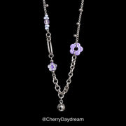 Purple Flower Beaded Chain Necklace