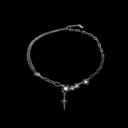 Starlight Crystal Necklace | Silver Y2K Celestial Pendant Jewelry