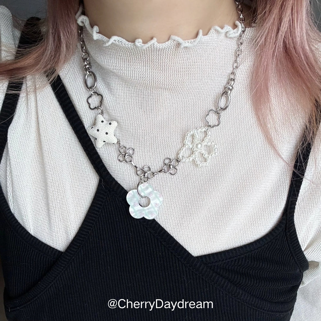 Handmade Star & Flower Charm Necklace