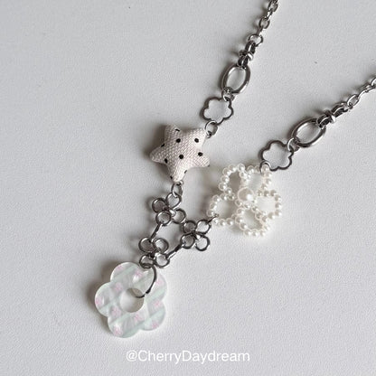 Handmade Star & Flower Charm Necklace