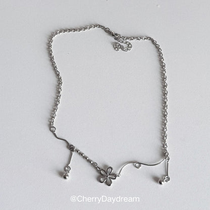 Silver Flower Charm Necklace — Minimalist Layered Chain Jewelry