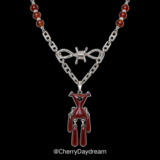 Brown Bear Bow Charm Layered Necklace