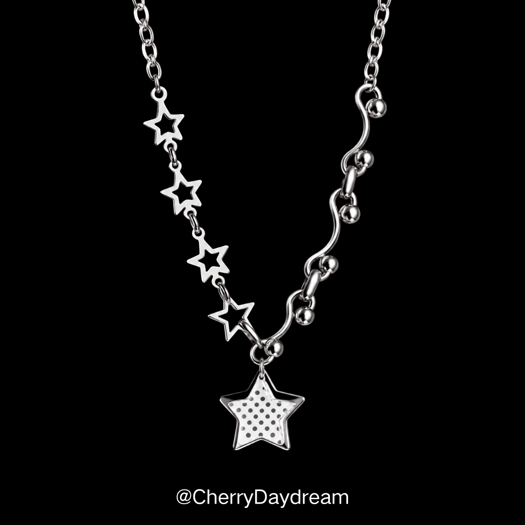 Handmade Polka Dot Star Asymmetric Necklace
