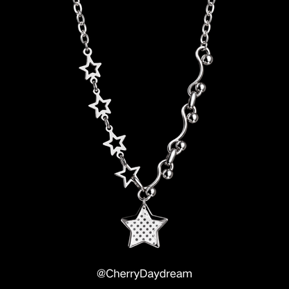 Handmade Polka Dot Star Asymmetric Necklace