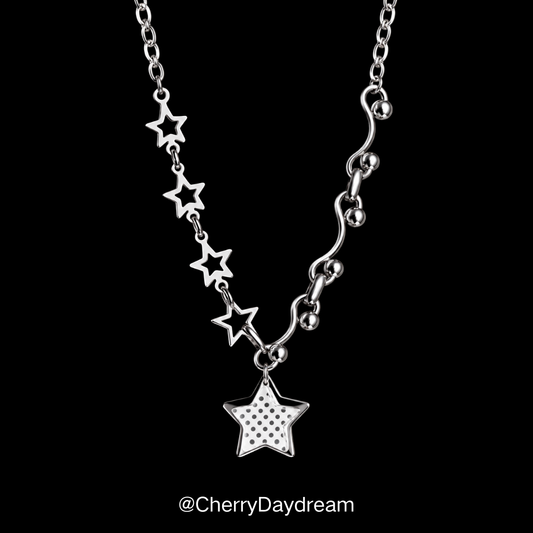 Handmade Polka Dot Star Asymmetric Necklace