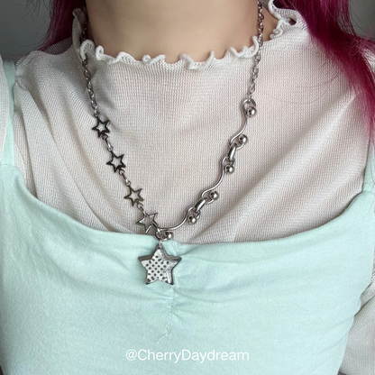 Handmade Polka Dot Star Asymmetric Necklace