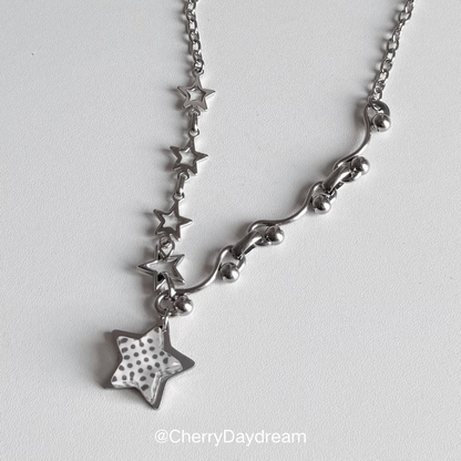 Handmade Polka Dot Star Asymmetric Necklace