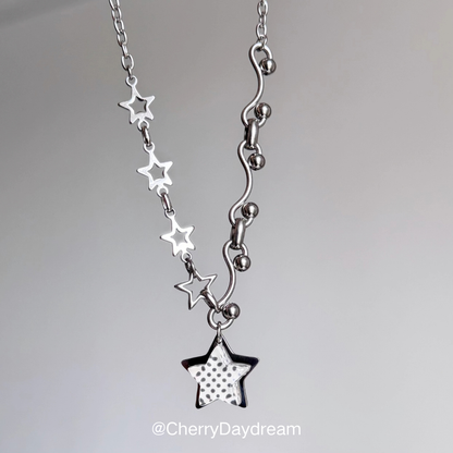 Handmade Polka Dot Star Asymmetric Necklace