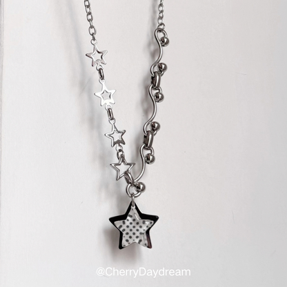 Handmade Polka Dot Star Asymmetric Necklace