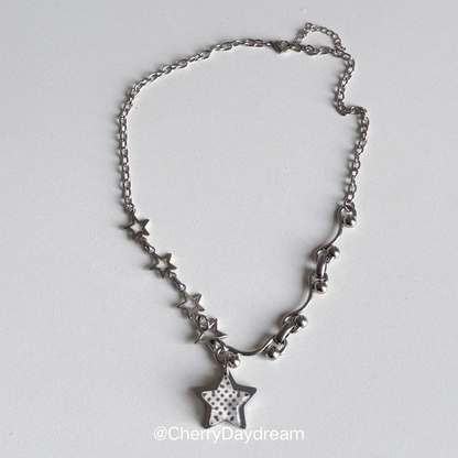 Handmade Polka Dot Star Asymmetric Necklace