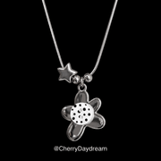 Silver Button Flower Star Necklace