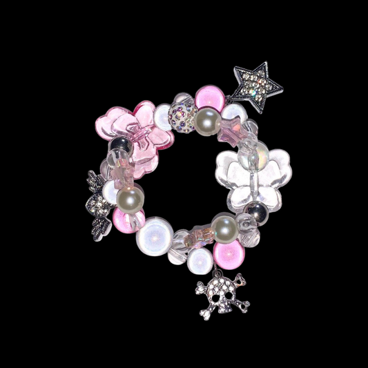 Sweet Chaos Charm Bracelet — Y2K Pearl Beaded Statement Bracelet