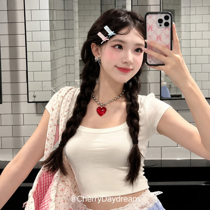 Heart Pendant Bead Necklace