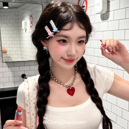 Heart Pendant Bead Necklace