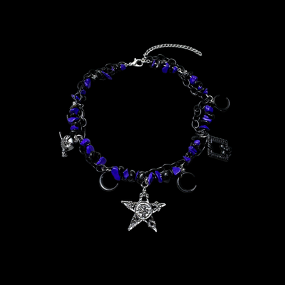 Midnight Star Charm Layered Necklace – Y2K Gothic Vintage Style Alloy Necklace