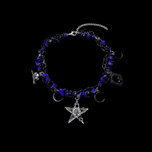 Midnight Star Charm Layered Necklace – Y2K Gothic Vintage Style Alloy Necklace