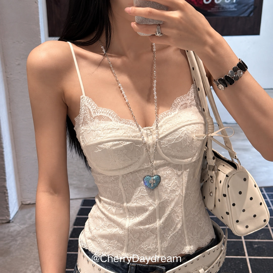 Blue Heart Cross Long Pendant Necklace