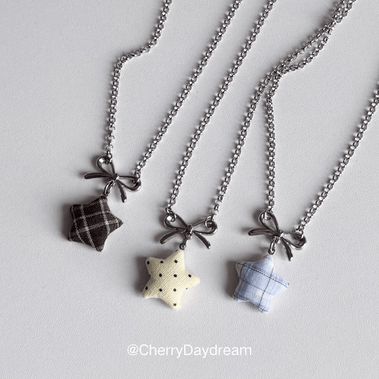 Star Bow Necklace — Fairycore Fabric Charm Necklace