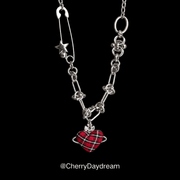 Red Plaid Heart Necklace