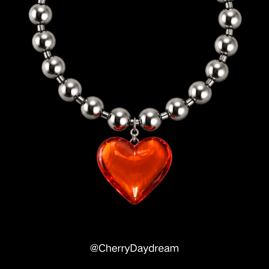 Heart Pendant Bead Necklace