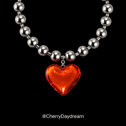 Heart Pendant Bead Necklace